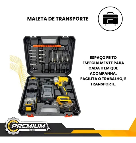 Furadeira de Impacto 48v Profissional Nk-30029 Maleta 35 Peças