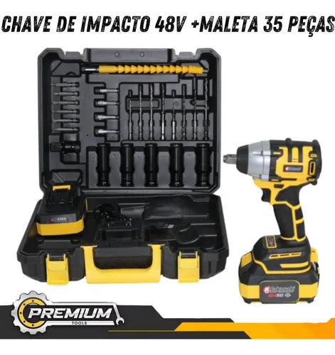 Furadeira de Impacto 48v Profissional Nk-30029 Maleta 35 Peças