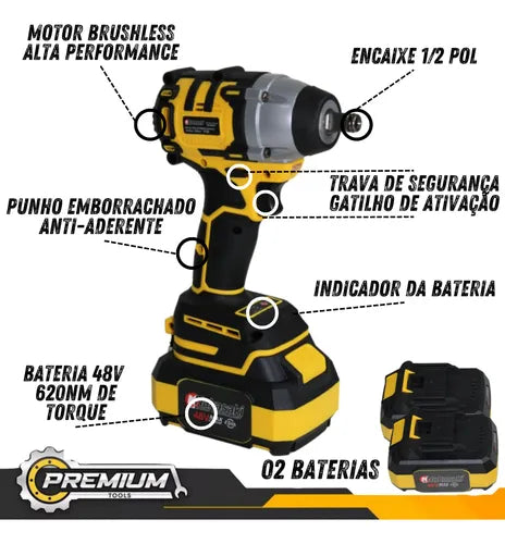 Furadeira de Impacto 48v Profissional Nk-30029 Maleta 35 Peças