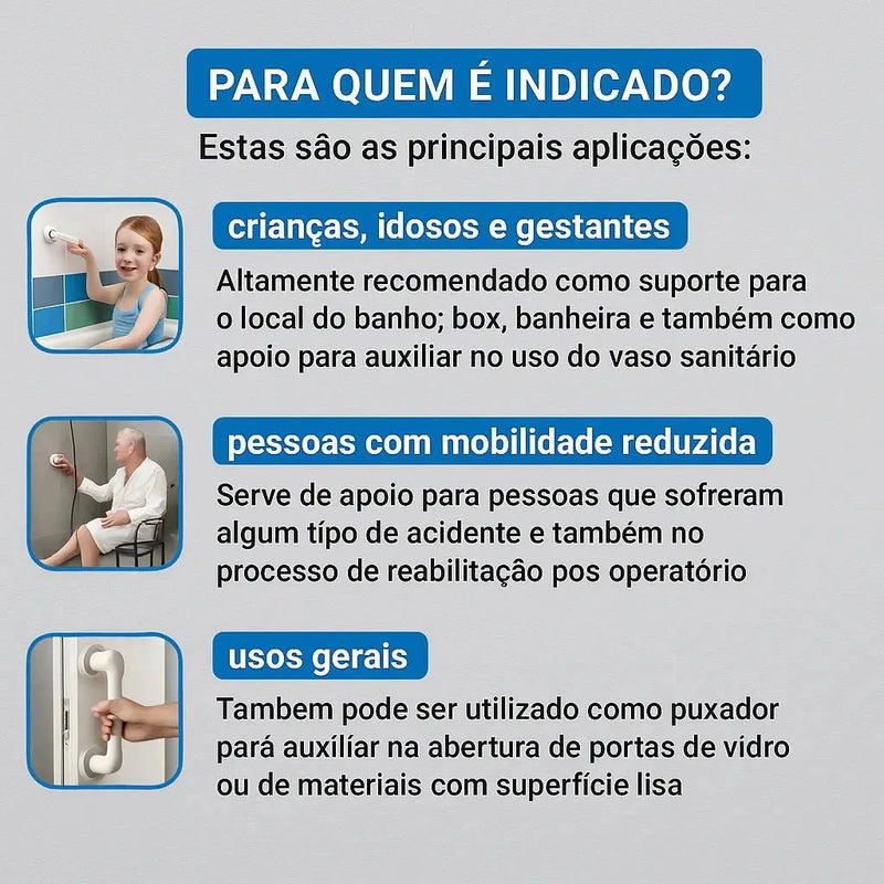 Barra de Apoio Portátil para Banheiro - SafeGrip Pro
