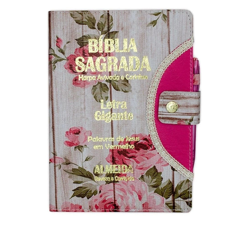 Bíblia Sagrada Letra HIpergigante - Revista e Corrigida C/ Harpa - DeusJoy.com