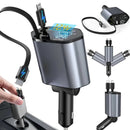 Carregador Turbo 4 em 1 Automotivo com Cabos Retráteis e Porta USB - DeusJoy.com