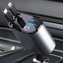 Carregador Turbo 4 em 1 Automotivo com Cabos Retráteis e Porta USB - DeusJoy.com
