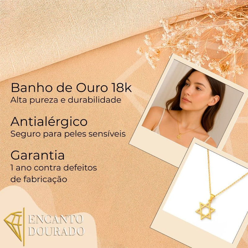 Colar Estrela de Davi Banhado - DeusJoy.com
