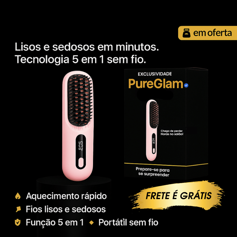 Escova Alisadora Profissional PureGlamer - DeusJoy.com