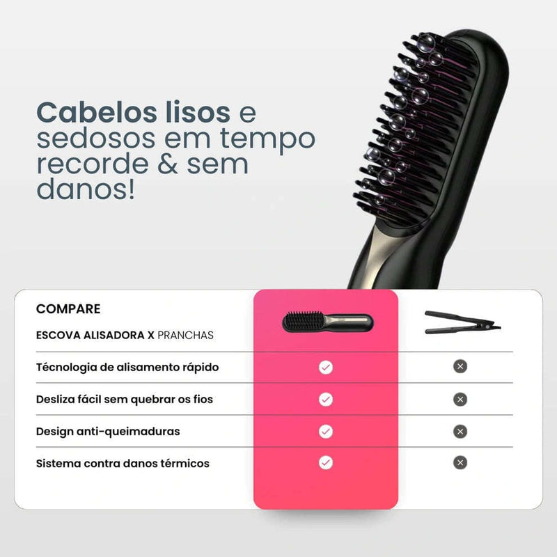 Escova Alisadora Profissional PureGlamer - DeusJoy.com