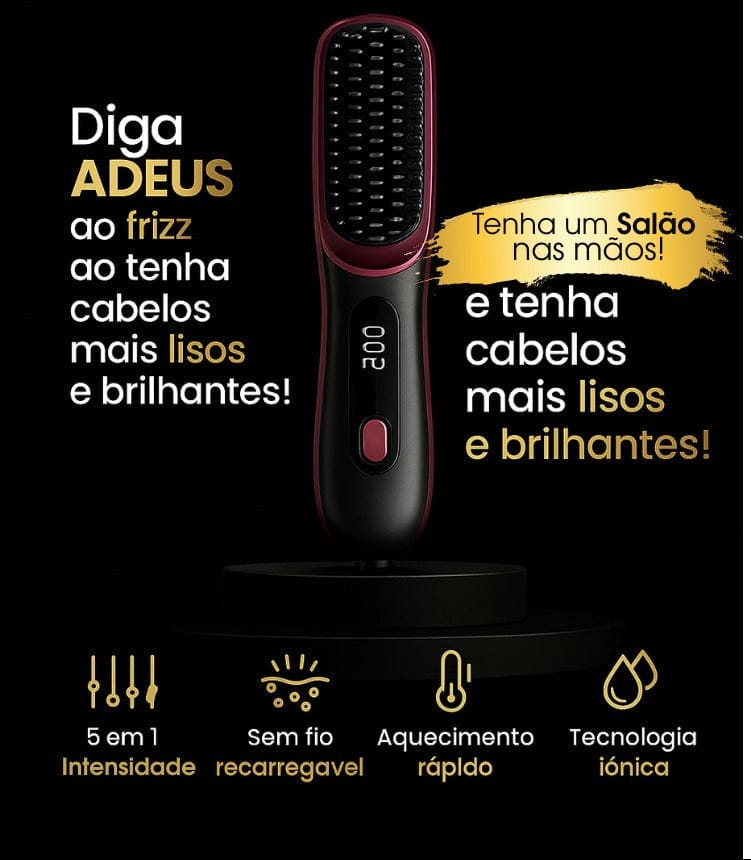 Escova Alisadora Profissional PureGlamer - DeusJoy.com