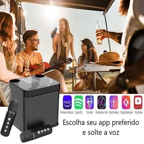 Karaokê Mbox Portátil - Dois microfones sem fio - DeusJoy.com