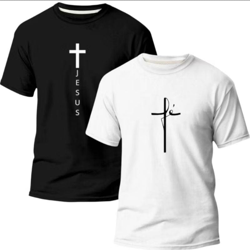 Kit 2 Camiseta Evangélica Fé em Jesus - DeusJoy.com